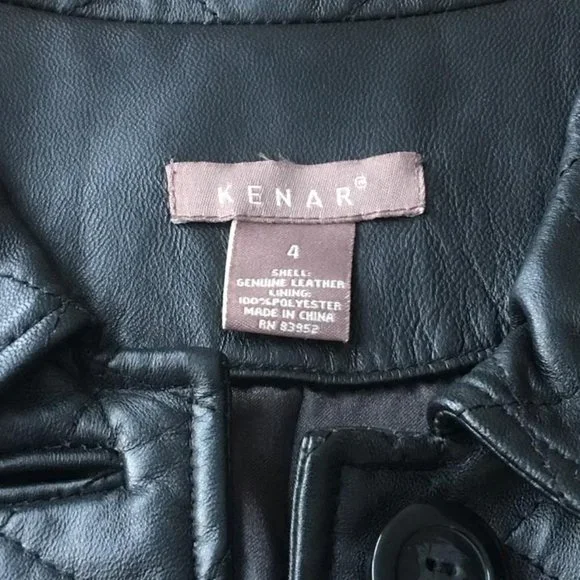 KENAR Black Quilted Leather Jacket Women's Size 4 - Picture 9 of 12